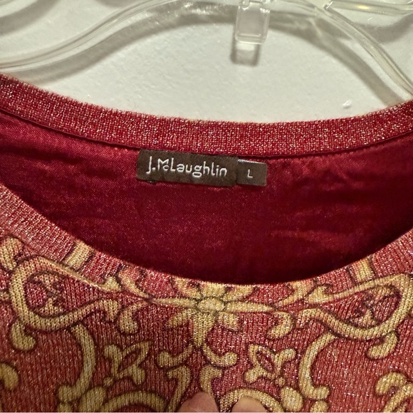 J. McLaughlin sparkly red/maroon/gold top, size L - Picture 3 of 8